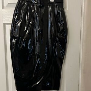 Vixen by Micheline Pitt Miss Kitty M black vinyl Pencil Skirt new with tags